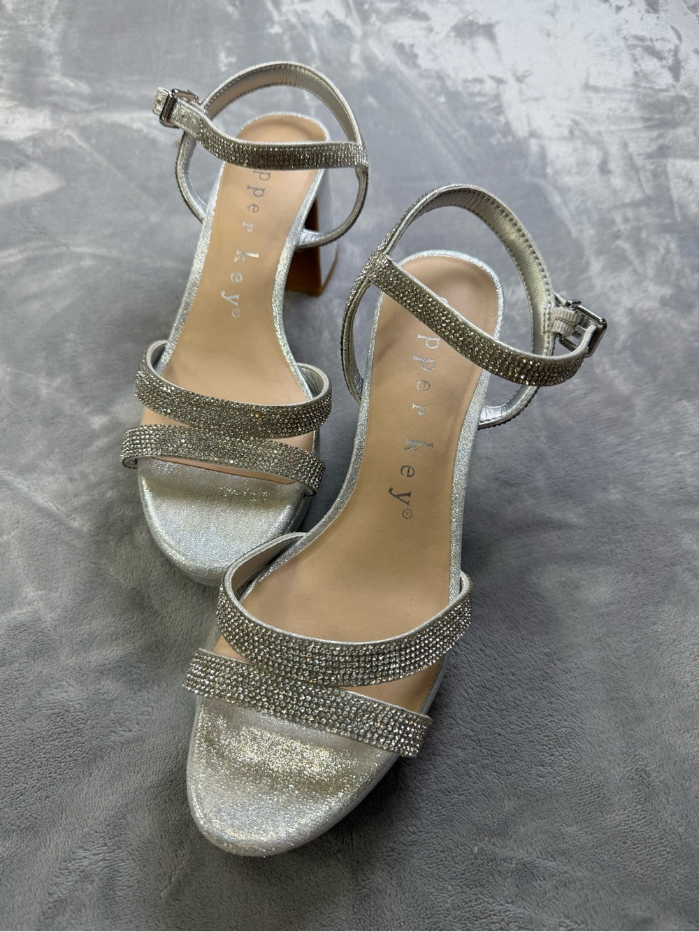 Copper Key Silver Sparkle shoes sandals Strappy Heels Wedding Summer Guest 9